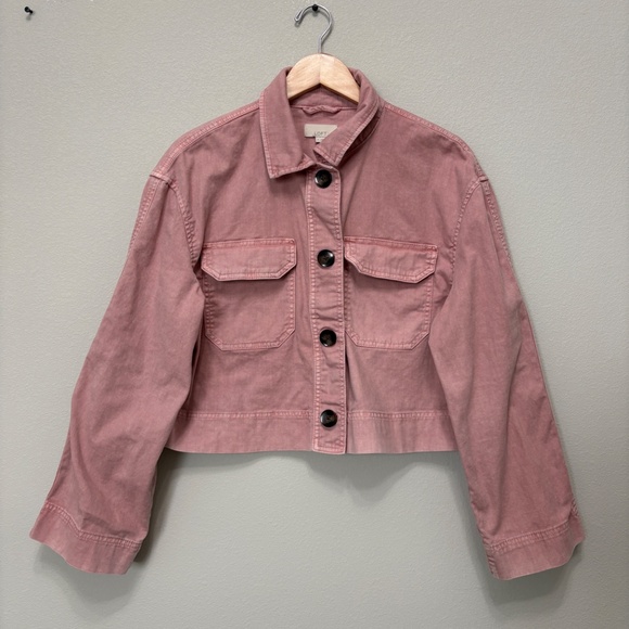 LOFT Wide-Sleeve Oversized Cropped Denim Jacket - Mauve Muse, M - NWOT - Picture 2 of 8